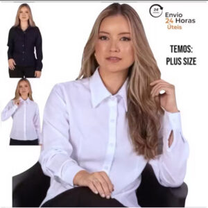 Camisete branca camisa social feminina gabardine passa fácil direto da fábrica - Oferta na Shopee