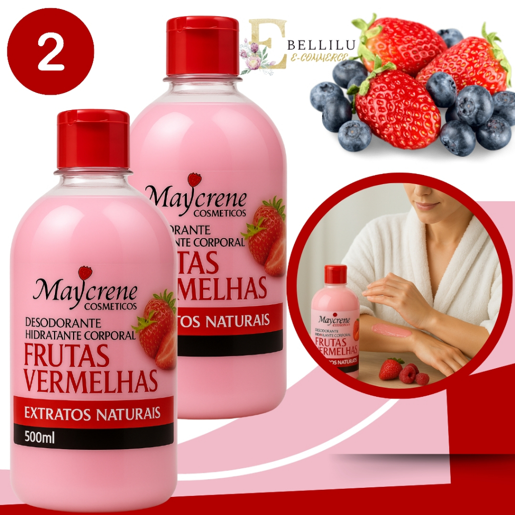 kit 2 Hidratante Corporal Frutas Vermelhas - Extratos Naturais - 500ml - Maycrene kit 2 Hidratante Corporal Frutas Vermelhas - Extratos Naturais - 500ml - Maycrene - Oferta na Shopee