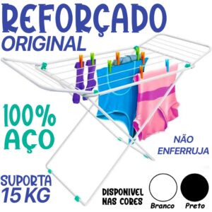 Varal de Chão com Abas Reforçado Aço Dobrável Miami Branco Preto Azul Cortelux - Oferta na Shopee