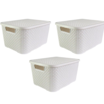 Kit Com 3 Cestos Caixa Organizadora Rattan Branca 15 Litros - Arqplast - Toy 25591 Kit Com 3 Cestos Caixa Organizadora Rattan Branca 15 Litros - Arqplast - Toy 25591 - Oferta na Shopee