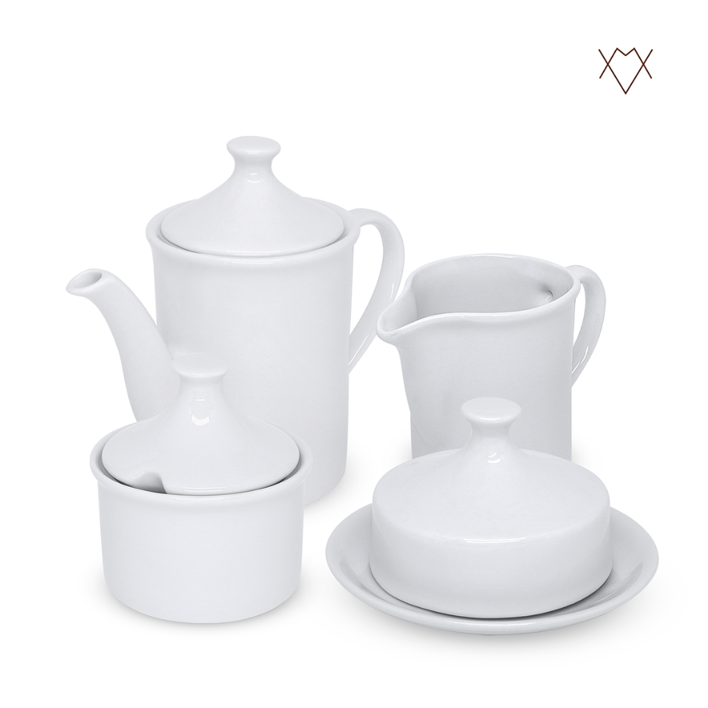 Kit Chá Café Bule Leiteira Açucareiro Manteigueira Porcelana Mesa Posta Kit Chá Café Bule Leiteira Açucareiro Manteigueira Porcelana Mesa Posta - Oferta na Shopee