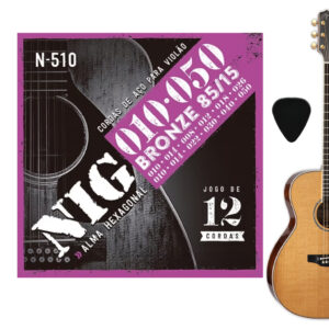 Encordoamento Violão Aço N510 Bronze 12 Cordas + Palheta - Oferta na Shopee