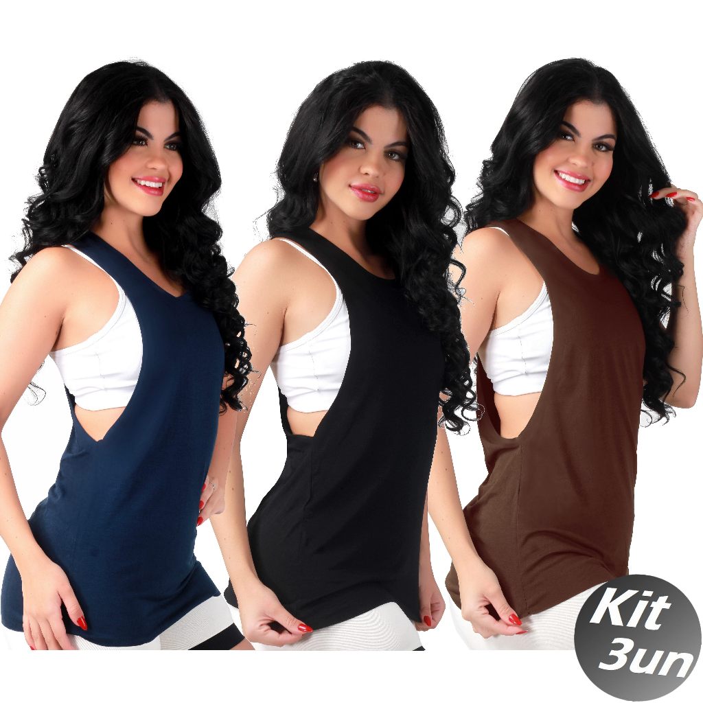 Kit 3 Camiseta Regata Corte a Laser Fitness feminina Kit 3 Camiseta Regata Corte a Laser Fitness feminina - Oferta na Shopee