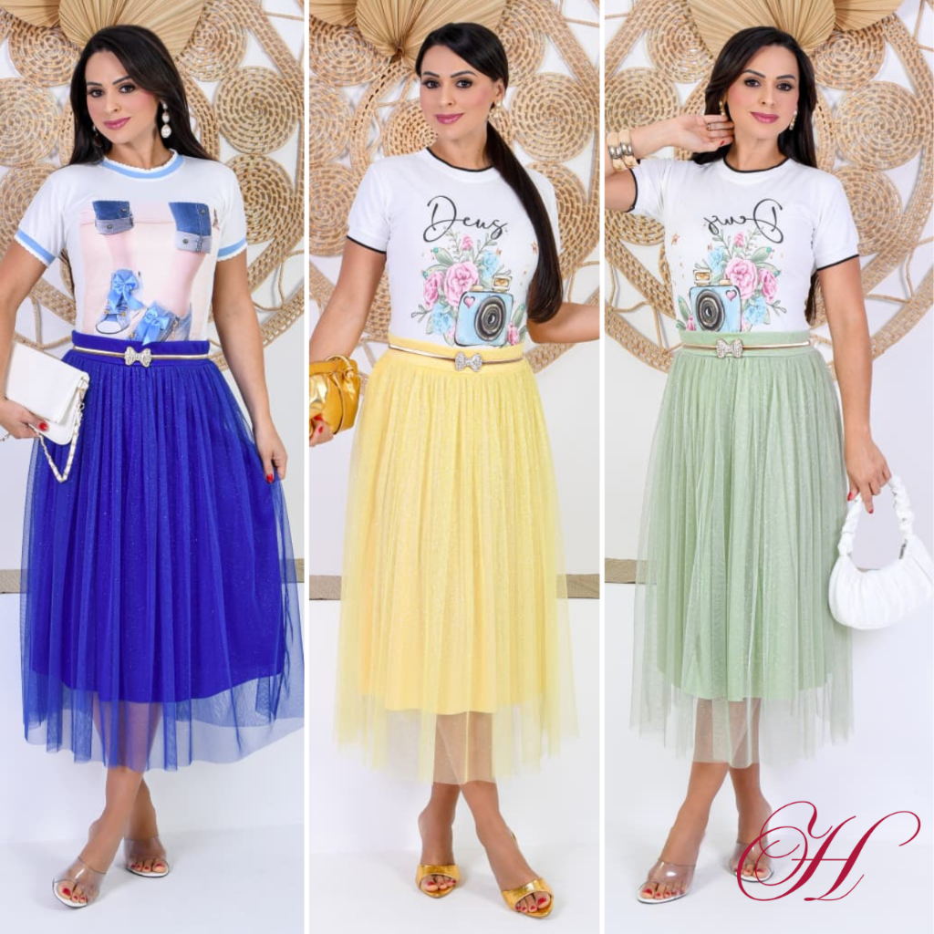 Saia Tule de Brilho Glitter forrada Lisa Moda evangélica Fardamento Festividade Congresso Saia Tule de Brilho Glitter forrada Lisa Moda evangélica Fardamento Festividade Congresso - Oferta na Shopee
