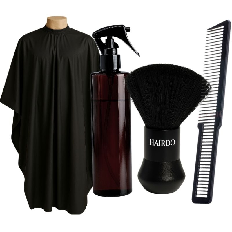 Kit Barbeiro Profissional Capa De Corte + Borrifador + Pente Carbono + Espanador Profissional Kit Barbeiro Profissional Capa De Corte + Borrifador + Pente Carbono + Espanador Profissional - Oferta na Shopee