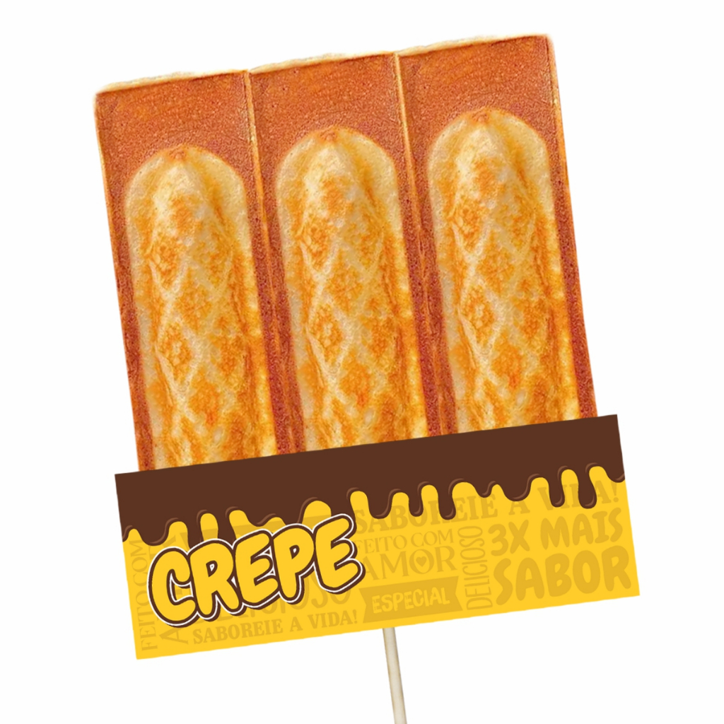 EMBALAGEM CREPE TRIPLO NO PALITO (250, 500 OU 1.500 UNIDADES) Suporte de Papel para Crepes EMBALAGEM CREPE TRIPLO NO PALITO (250