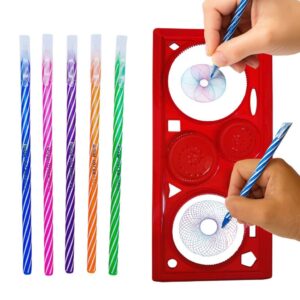 Kit Criativo régua magica Espirógrafo + 5 Canetas Esferográficas Coloridas 0.7mm - Oferta na Shopee