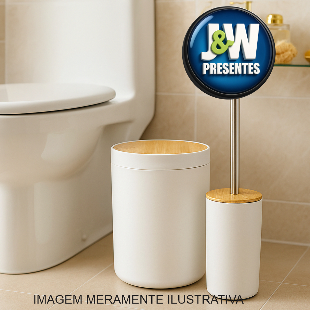 Lixeira Luxo Bambu Kit Banheiro 2 Peças 7 Litros Acessórios de Lavabo com Escova Sanitária Lixeira Luxo Bambu Kit Banheiro 2 Peças 7 Litros Acessórios de Lavabo com Escova Sanitária - Oferta na Shopee