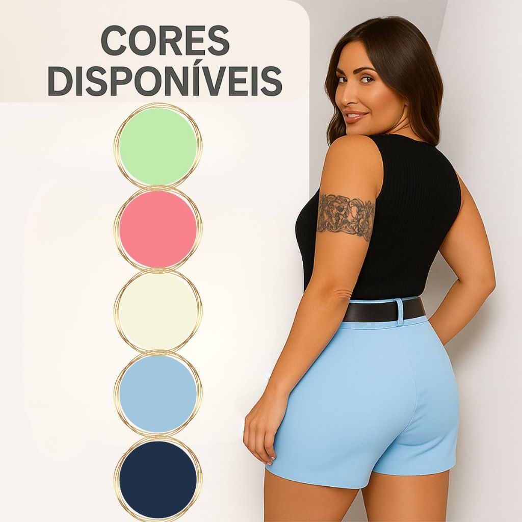 Shorts Social Feminino de Alfaiataria Zahra Elegante, Confortável Versátil Verão Shorts Social Feminino de Alfaiataria Zahra Elegante