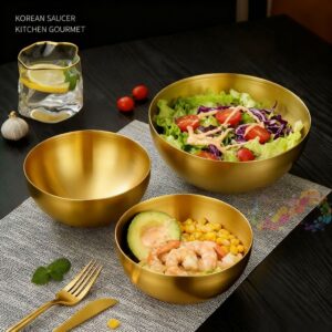 Tigela de salada multiuso em aço inoxidável dourado - Oferta na Shopee