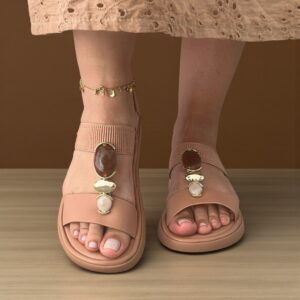Sandália Modare Flat Ultraconforto Pedraria Ortopédica Elástico - Oferta na Shopee