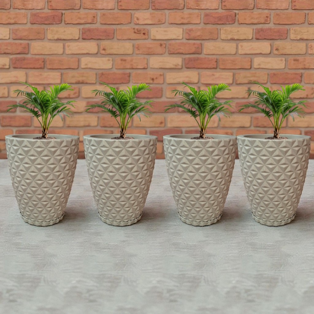 Kit 04 Vasos para Plantas Flor Jardim Varanda Casa em Polietileno Diamante 3D N2 com pratpo Kit 04 Vasos para Plantas Flor Jardim Varanda Casa em Polietileno Diamante 3D N2 com pratpo - Oferta na Shopee