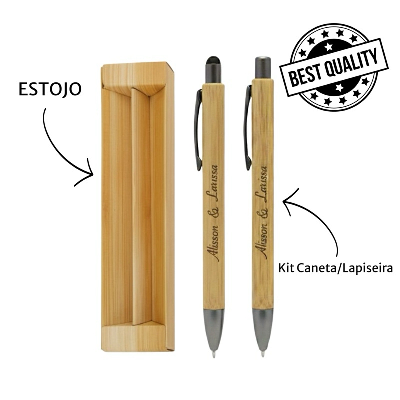 ️ Kit Ecológico Personalizado – Caneta e Lapiseira em Bambu com Nome Gravado ️ Kit Ecológico Personalizado – Caneta e Lapiseira em Bambu com Nome Gravado