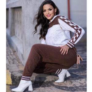 Conjunto de Calça e Blusa com Capuz  Feminino de Inverno - Oferta na Shopee