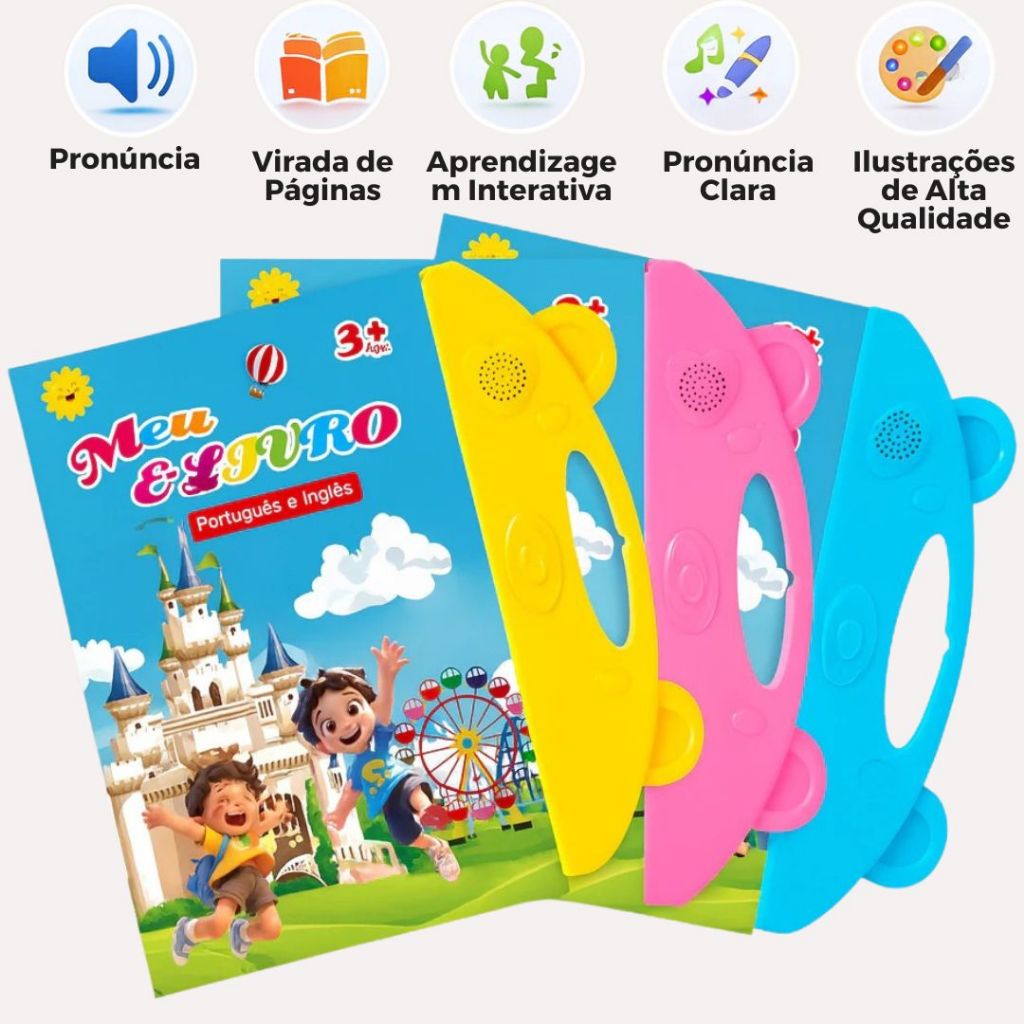 Livro Interativo com Som Bilingue com Toque – Multitemas para Crianças, Presente de Natal e Desenvolvimento Infantil Livro Interativo com Som Bilingue com Toque – Multitemas para Crianças, Presente de Natal e Desenvolvimento Infantil