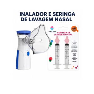 Inalador Portátil + kit 2 seringas de lavagem nasal alivio da congestão adulto e infantil - Oferta na Shopee