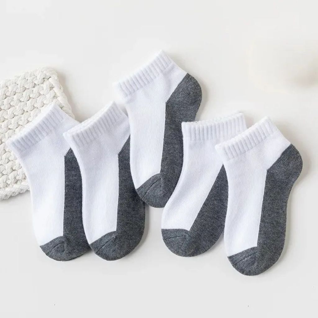 Kit 3 Pares Meia Escolar Soquete Infantil Menino Menina Branco / Cinza Kit 3 Pares Meia Escolar Soquete Infantil Menino Menina Branco / Cinza