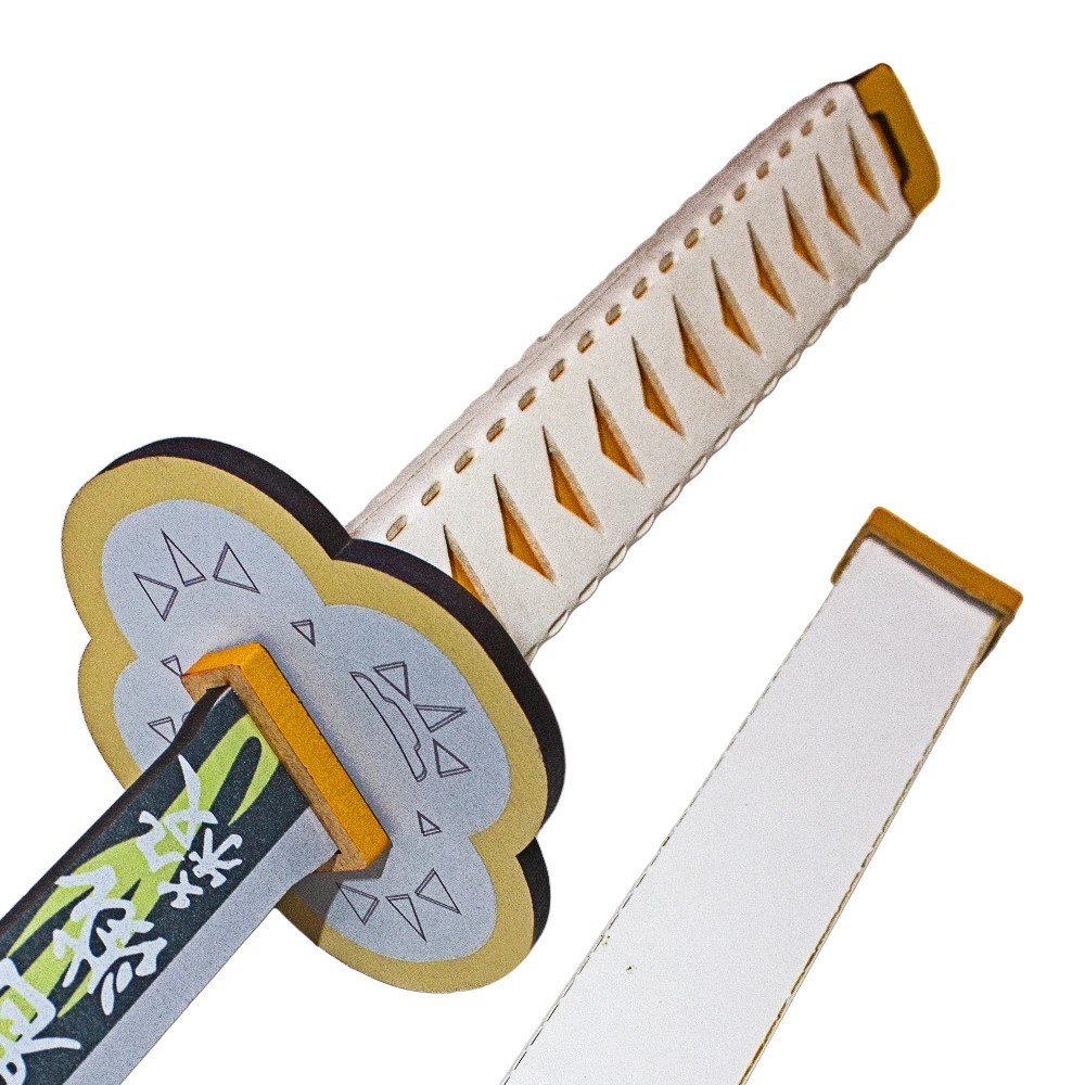 Espada de Brinquedo Nichirin em Madeira Demon Slayer / Kimetsu no Yaiba Zenitsu para Decoração ou Cosplay ou Treino Espada de Brinquedo Nichirin em Madeira Demon Slayer / Kimetsu no Yaiba Zenitsu para Decoração ou Cosplay ou Treino