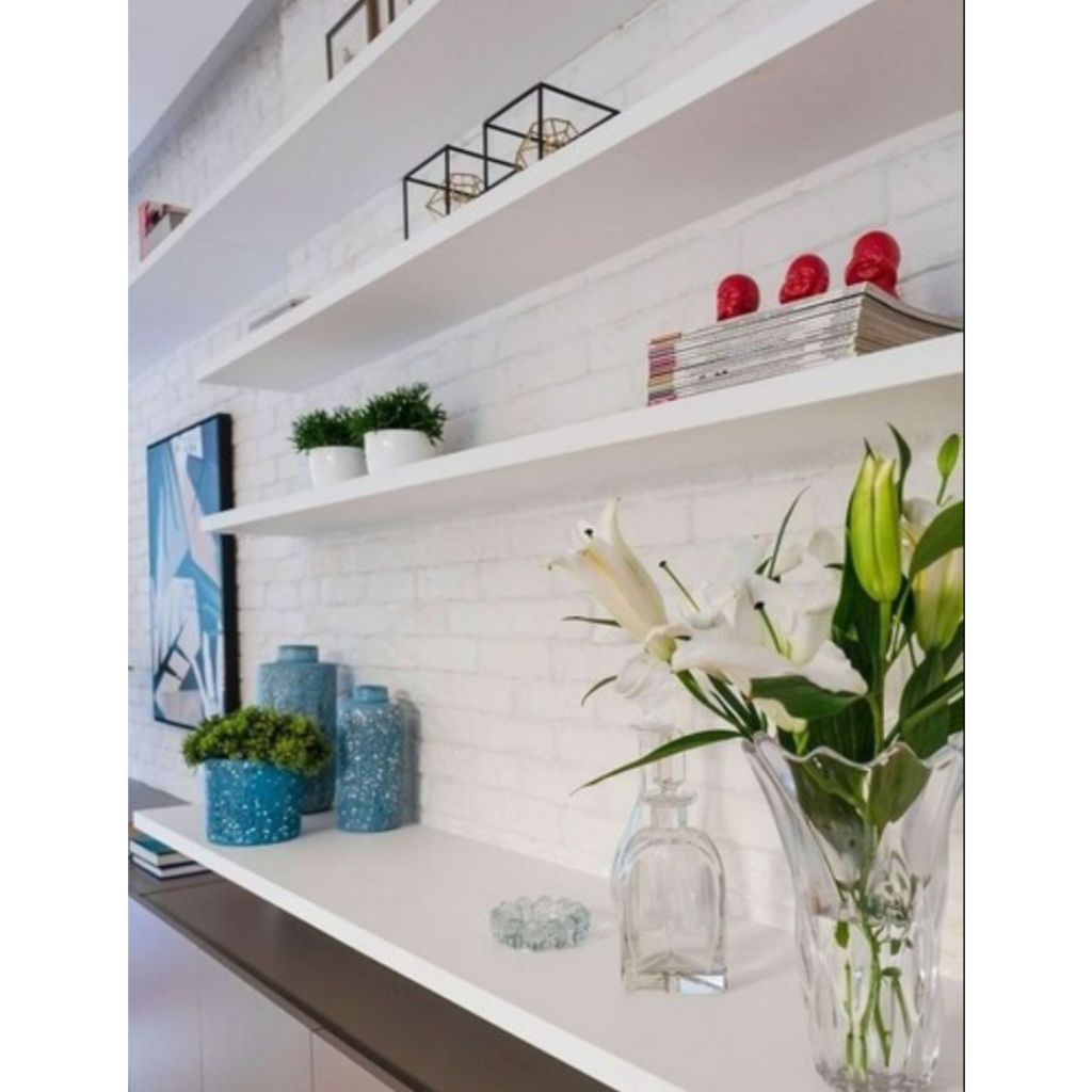 Kit 3 Prateleiras 100x25 MDF 15mm Branco Com Suportes Kit 3 Prateleiras 100x25 MDF 15mm Branco Com Suportes - Oferta na Shopee