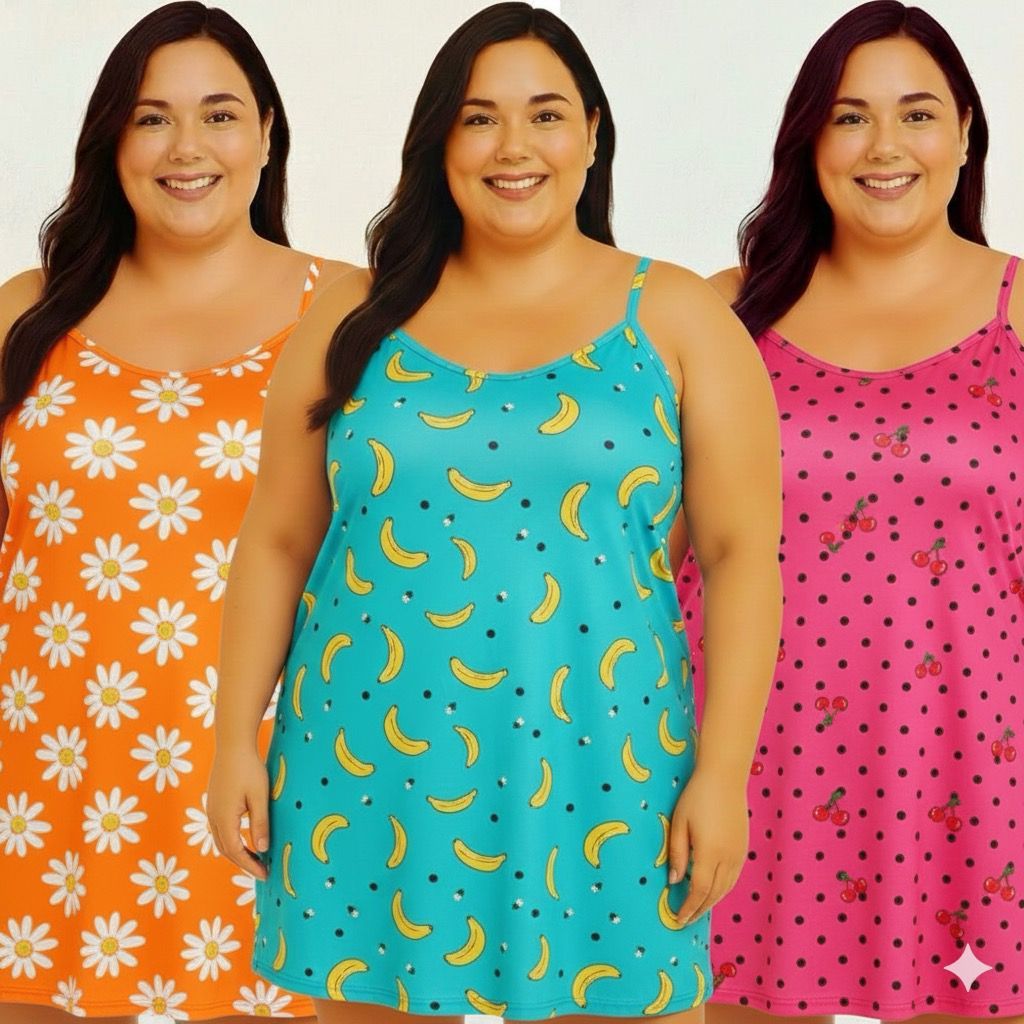 KIT com 3 Camisolas PLUS SIZE Extra Grande 44-46-48-50 KIT com 3 Camisolas PLUS SIZE Extra Grande 44-46-48-50