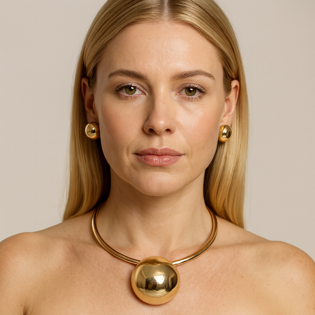 Conjunto Gargantilha Bola + Brincos 38+5cm Banhado Dourado/Prateado Conjunto Gargantilha Bola + Brincos 38+5cm Banhado Dourado/Prateado - Oferta na Shopee