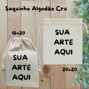 SAQUINHO ALGODÃO CRU PERSONALIZADO | SUA ARTE OU LOGO | BRINDE EVENTO CASAMENTO BATIZADO | 10x15 -15x20 - 20x20 - 30x40 - Oferta na Shopee