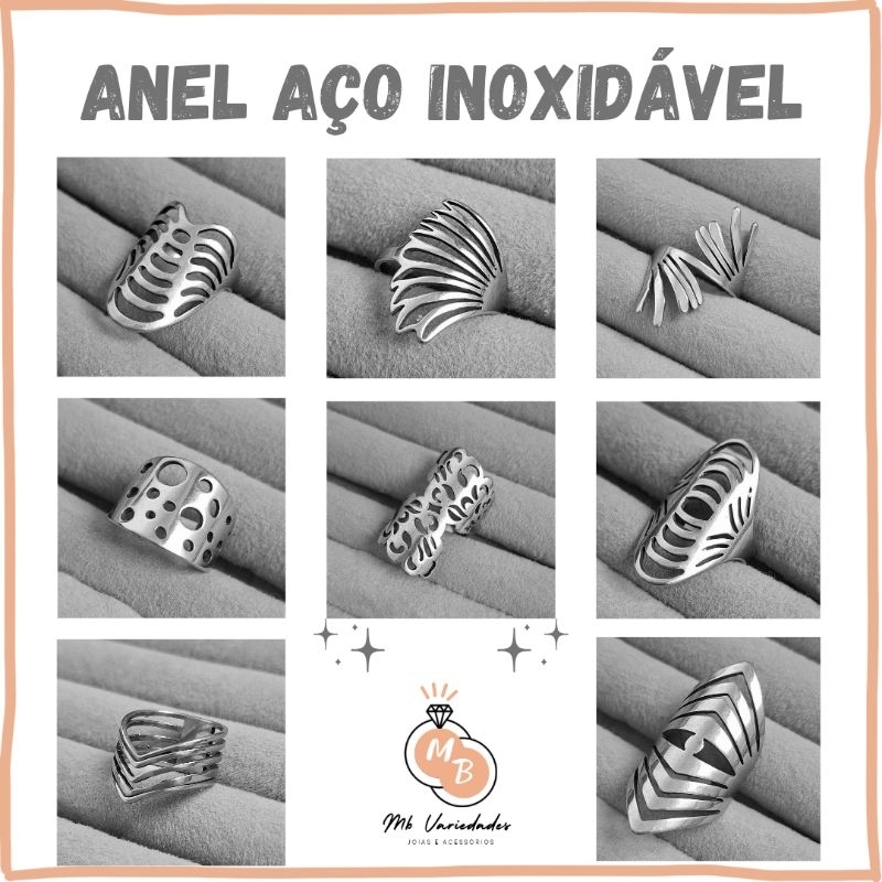Anel Aço Inoxidável Feminino Hipoalergênico - Anel Feminino formato geométrico Anel Aço Inoxidável Feminino Hipoalergênico - Anel Feminino formato geométrico - Oferta na Shopee