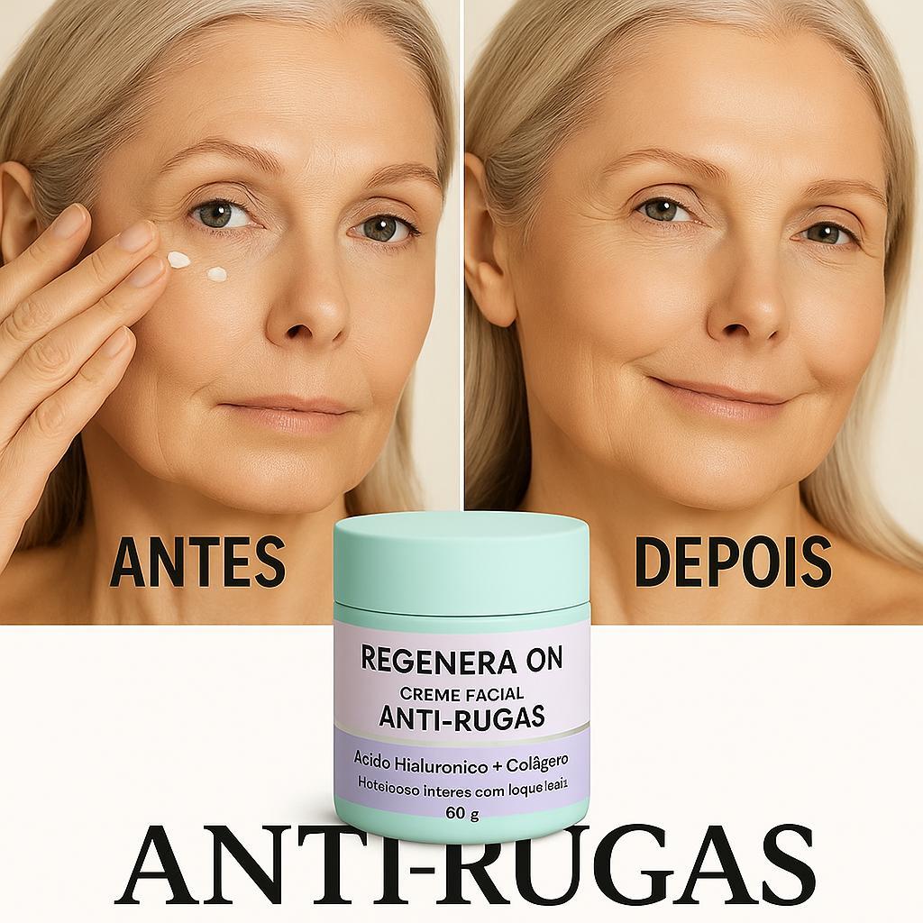 Creme Anti Rugas Colágeno e Ácido Hialurônico Regenera On Reduz Linhas de Expressão e Ressecamento Creme Anti Rugas Colágeno e Ácido Hialurônico Regenera On Reduz Linhas de Expressão e Ressecamento