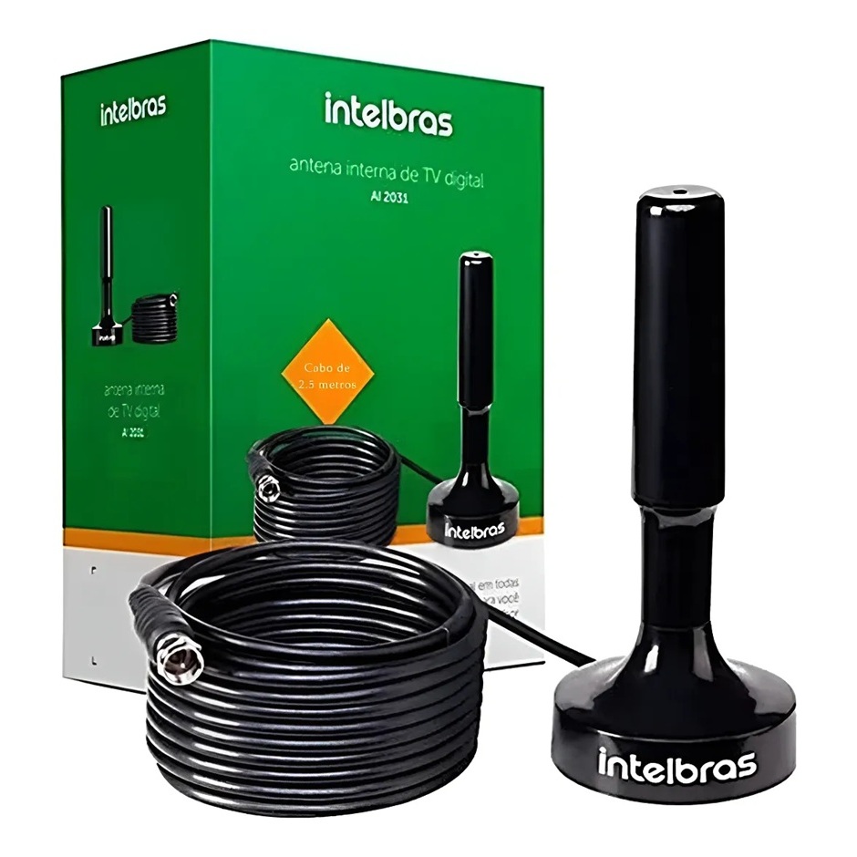 Antena De Tv Digital Interna Intelbras Ai2031 Uhf/hdtv Cabo c/ 5 metros Antena De Tv Digital Interna Intelbras Ai2031 Uhf/hdtv Cabo c/ 5 metros