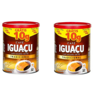 Kit 02 latas Café Solúvel em Pó Tradicional Iguaçu 200g cada - Oferta na Shopee