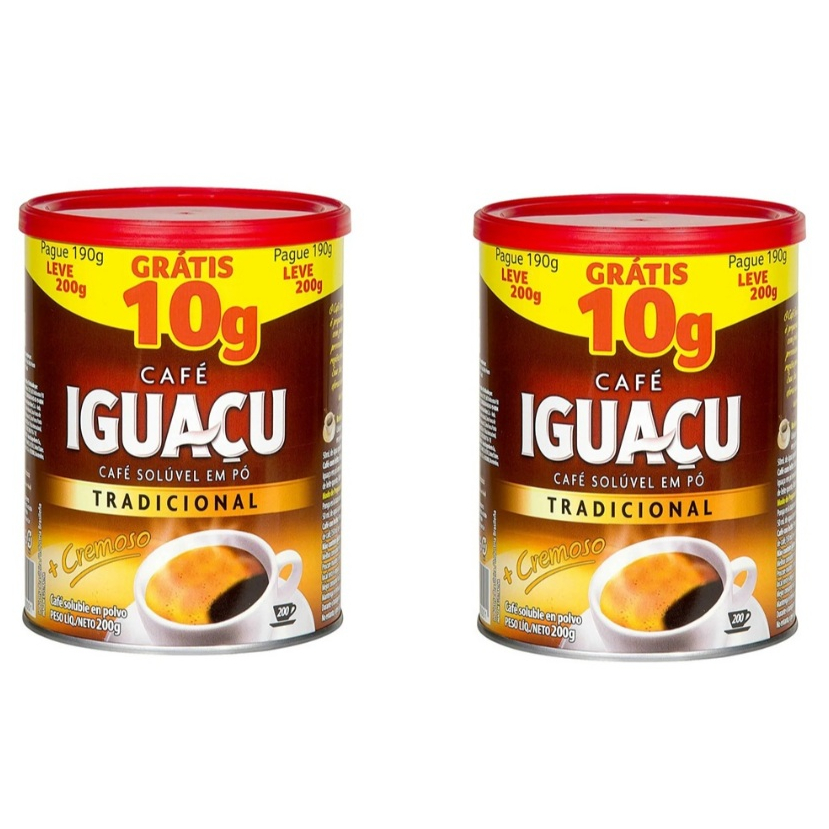 Kit 02 latas Café Solúvel em Pó Tradicional Iguaçu 200g cada Kit 02 latas Café Solúvel em Pó Tradicional Iguaçu 200g cada