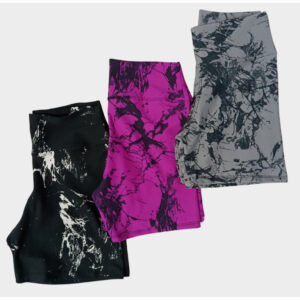 Kit 3 Shorts Marmorizado Roupa Fitness Cintura Alta Feminino Tie Dye Zero Transparencia Academia - Oferta na Shopee