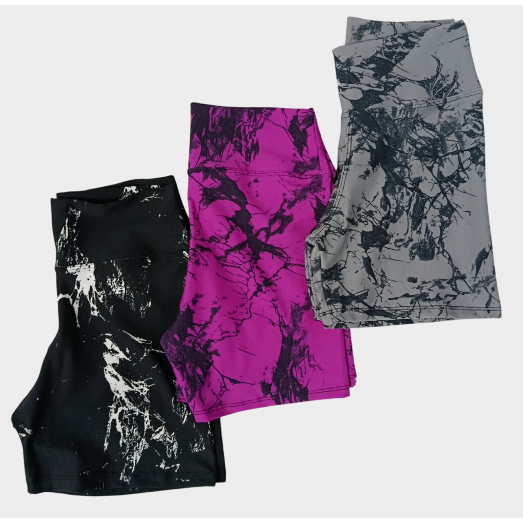 Kit 3 Shorts Marmorizado Roupa Fitness Cintura Alta Feminino Tie Dye Zero Transparencia Academia Kit 3 Shorts Marmorizado Roupa Fitness Cintura Alta Feminino Tie Dye Zero Transparencia Academia - Oferta na Shopee