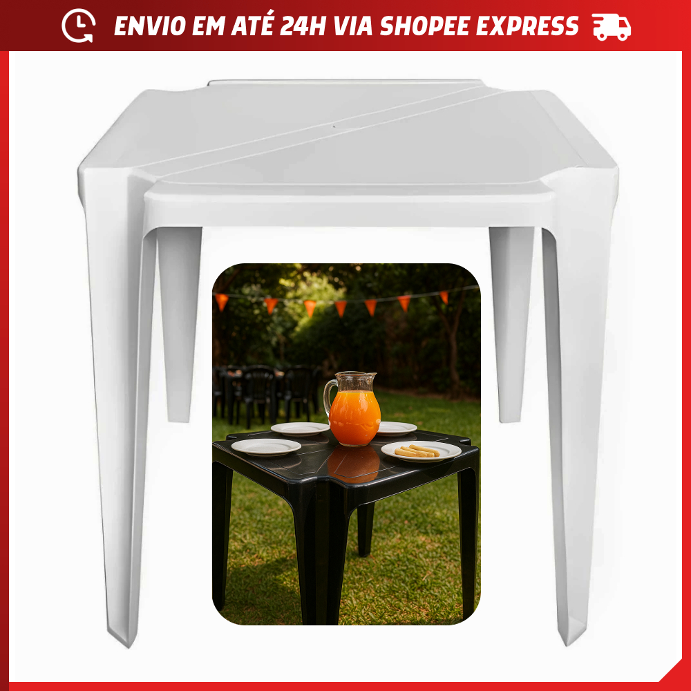 Mesa Quadrada Eventos Festas Internas e Externas Plastico Preto ou Branca Mesa Quadrada Eventos Festas Internas e Externas Plastico Preto ou Branca