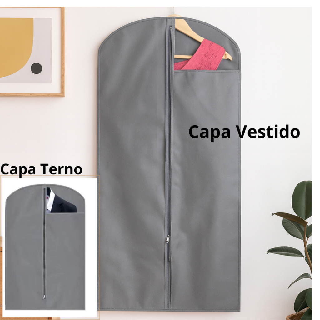 Capa Protetora Terno/ Vestido/Roupas Com Visor TNT com Ziper Organizador Guarda Roupa Capa Protetora Terno/ Vestido/Roupas Com Visor TNT com Ziper Organizador Guarda Roupa