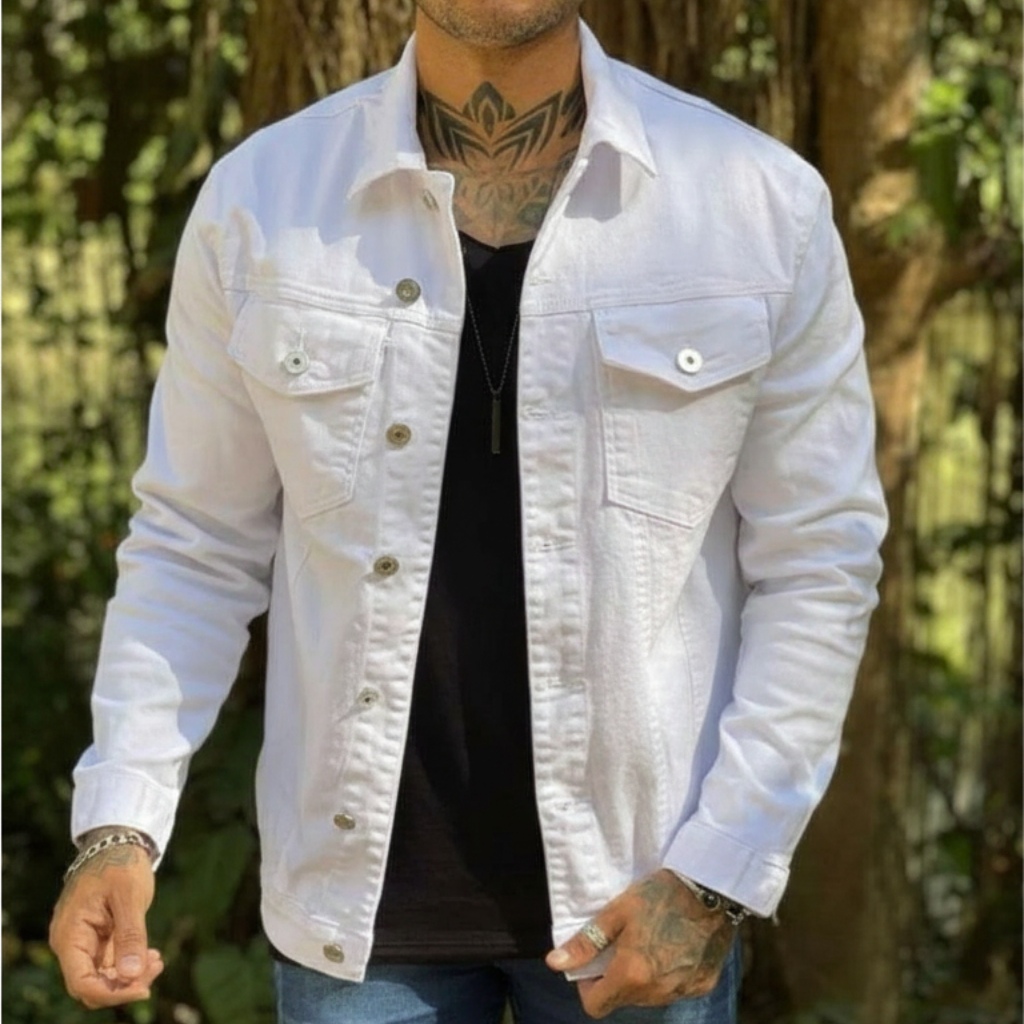 Jaqueta Jeans Masculina Tradicional Managa Longa Estilo Oversized Elegante Versátil Sofisticada Jaqueta Jeans Masculina Tradicional Managa Longa Estilo Oversized Elegante Versátil Sofisticada - Oferta na Shopee