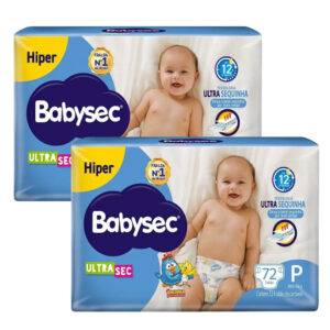 Kit 2x Pacote c/72 un tamanho P - Fralda BabySec Ultrasec Galinha Hiper – Conforto e Alta Absorção - Oferta na Shopee