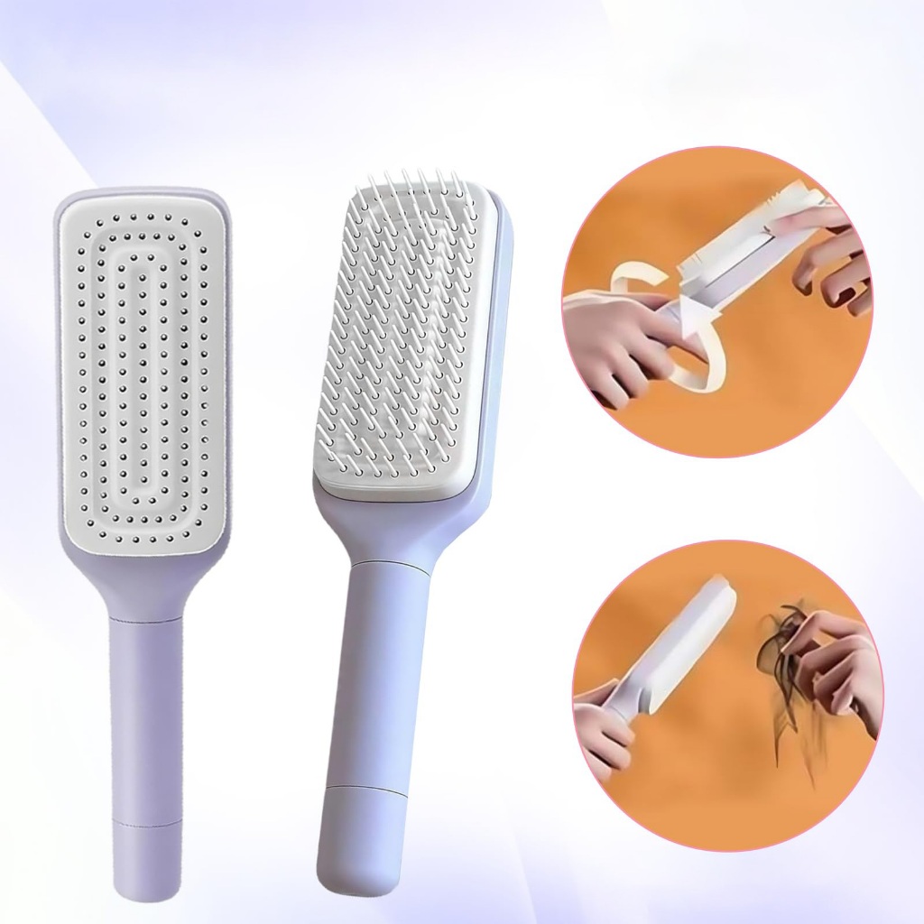 Escova Auto-limpante Anti-estática,Cerdas Retráteis Massageadoras, Remove Cabelos Facilmente,Ideal para Diário Doméstico Escova Auto-limpante Anti-estática