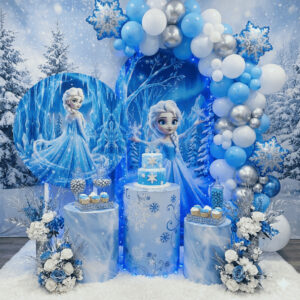 Capa Painel + Trio Cilindro Tema Frozen Elsa Festa Infantil Princesa do Gelo Decoração Lançamento - Oferta na Shopee