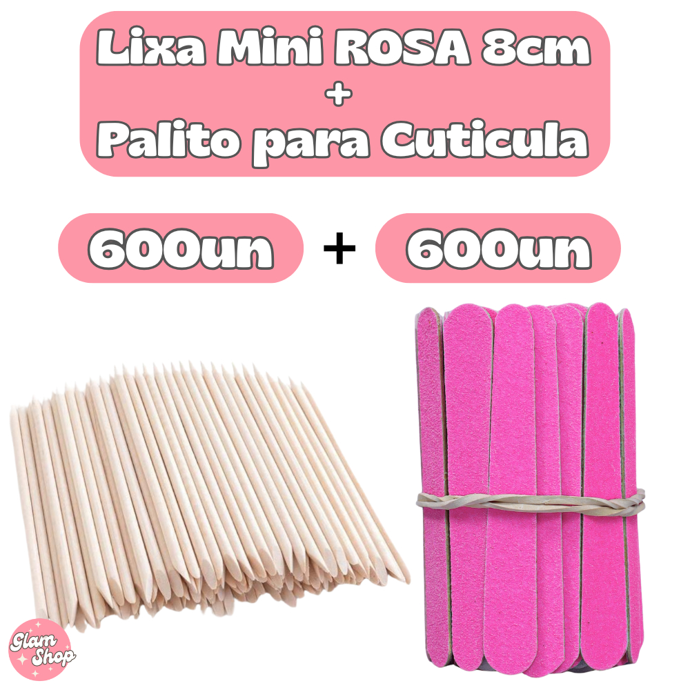 Kit LIXA Mini Cor ROSA + PALITOS para CUTICULA para Manicure Pedicure Kit LIXA Mini Cor ROSA + PALITOS para CUTICULA para Manicure Pedicure - Oferta na Shopee