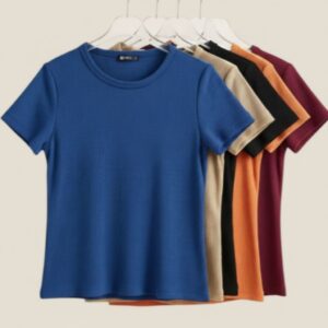 Kit 5 T-shirt Camiseta  Lisa Básica Camiseta Feminina Blusinha Ribana Canelada - Oferta na Shopee