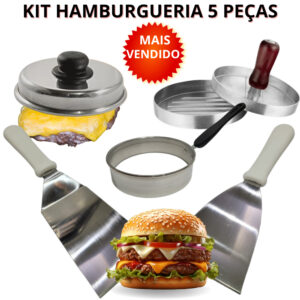 Kit Conjunto Hamburgueria Restaurante Modelador Hambúrguer Ovo Espátulas Aço Inox Abafador Alumínio - Oferta na Shopee