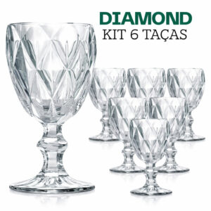 Taças Vidro Diamond Transparente Brilhante 340ml - Oferta na Shopee