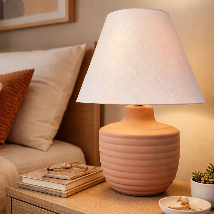 Abajur de Mesa Base Cerâmica Enfeite Colar Perolado – Luminária Elegante para Sala, Quarto ou Escritório Abajur de Mesa Base Cerâmica Enfeite Colar Perolado – Luminária Elegante para Sala
