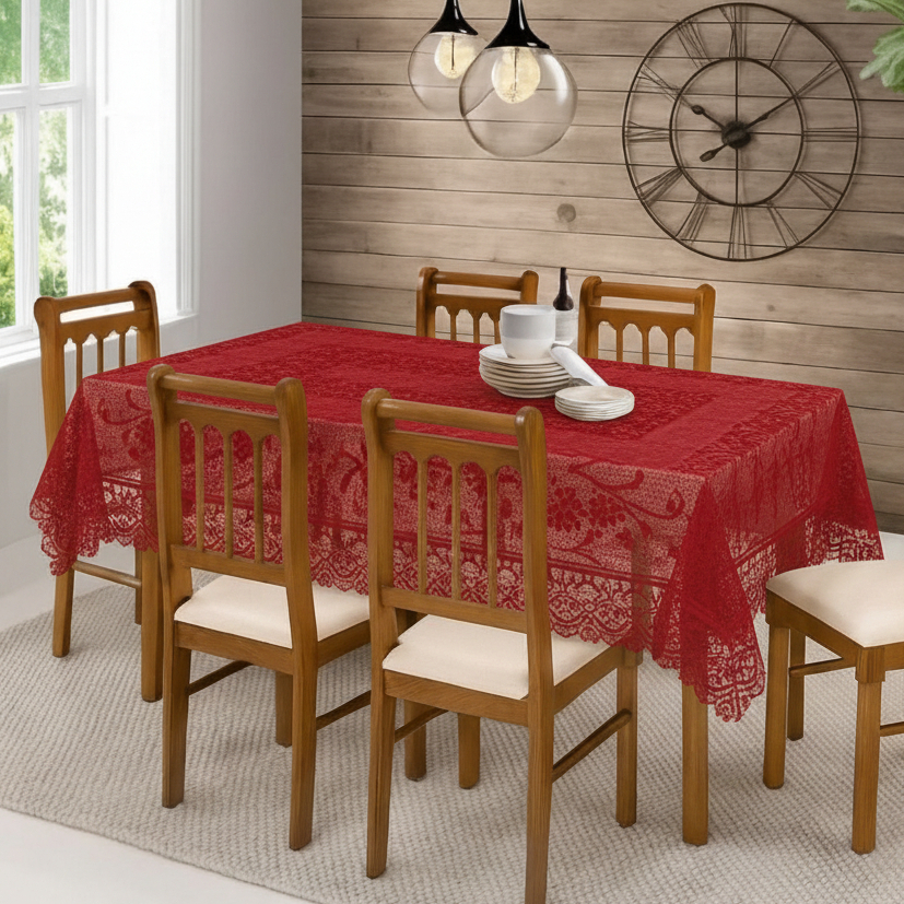 Toalha de Mesa em Renda 4 e 6 Cadeiras Coqueiro Vermelha Decorativa para Cozinha e Sala Elegante Toalha de Mesa em Renda 4 e 6 Cadeiras Coqueiro Vermelha Decorativa para Cozinha e Sala Elegante - Oferta na Shopee