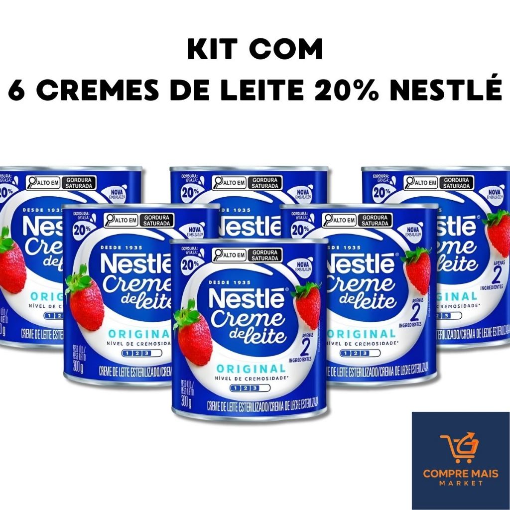 Kit 6 Cremes de Leite 20% Nestlé 300g | Cremoso, Original e Perfeito para Receitas Kit 6 Cremes de Leite 20% Nestlé 300g | Cremoso