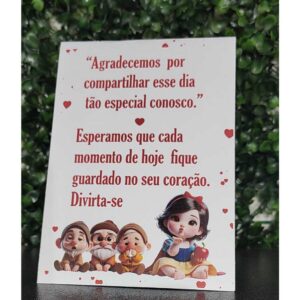 PLAQUINHA DE MESA BRANCA DE NEVE BABY E OS ANÕES CENTRO DE MESA BRANCA DE NEVE BABY - Oferta na Shopee