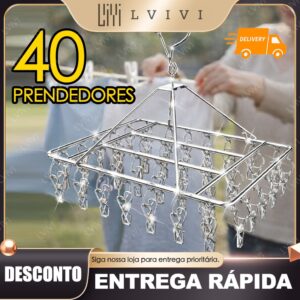 Varal 40/30/20 Clips Inox Prendedores Pratico E Retrátil Cabide Para Roupas Intimas Para Pequenas - Oferta na Shopee