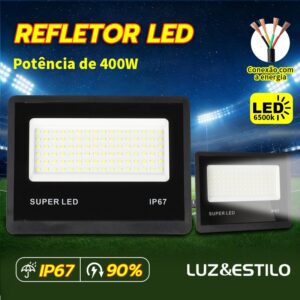 Refletor LED 400w Luz Frio Impermeável IP67 Super Brilhante e Economica Bivolt - Oferta na Shopee