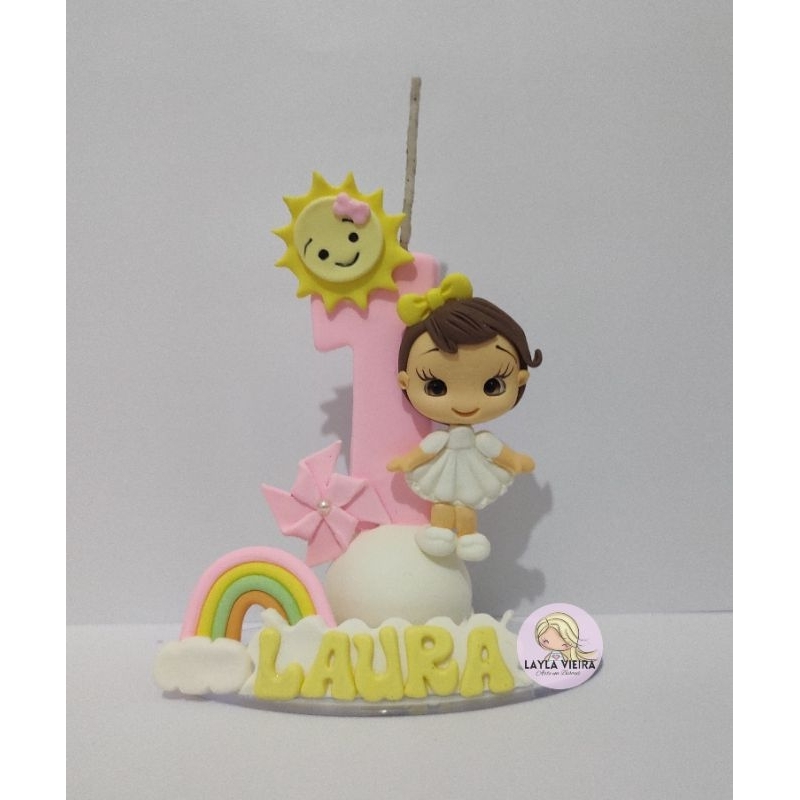 Vela Aniversário raio de sol personalizada em biscuit Vela Aniversário raio de sol personalizada em biscuit